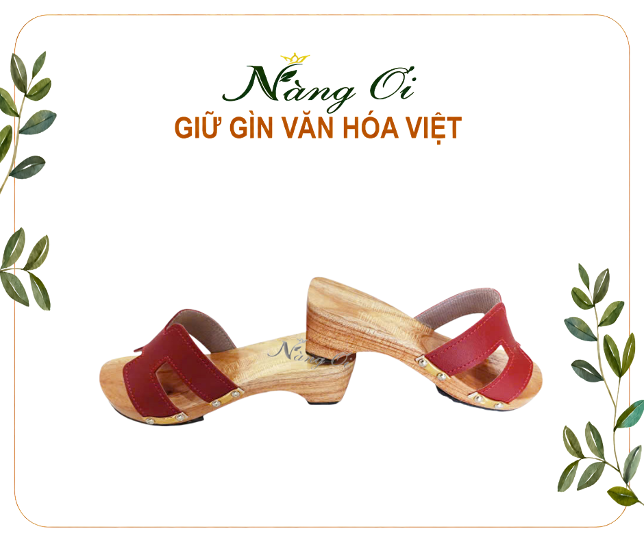 guốc mộc nữ cao 5cm làm từ gỗ xoan tự nhiên
